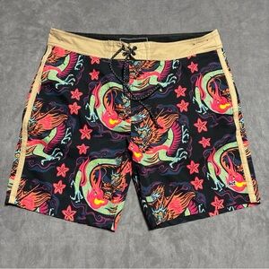 Lost Enterprises Board Shorts Dragon Funky Star Swim Board Shorts Swim Trunks